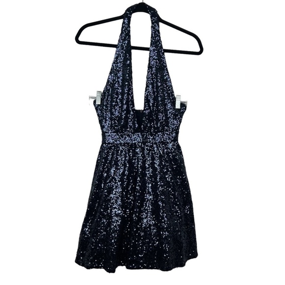 Missguided Blue Sequin Halter Mini Dress US 4 - Picture 1 of 12